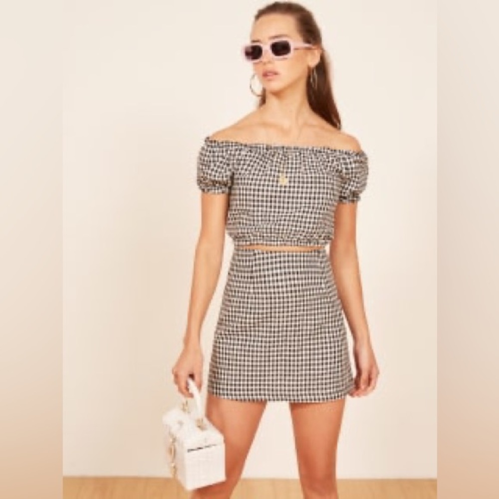 NEW REFORMATION linen gingham crop top